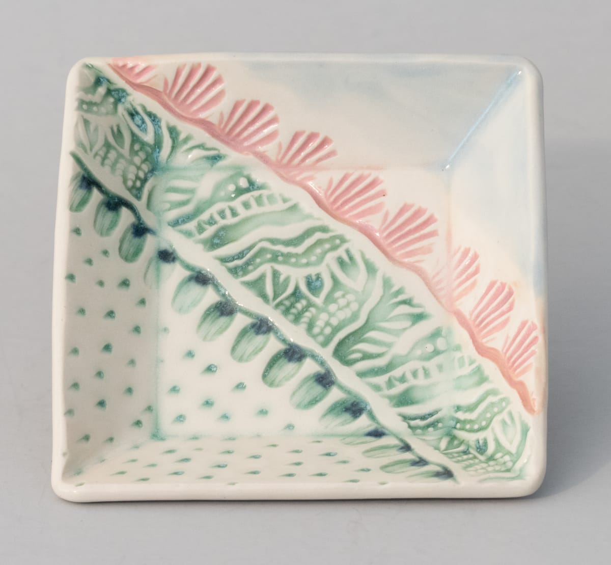 3.75" Square Beveled Dish by Sandy Miller, Image 1.