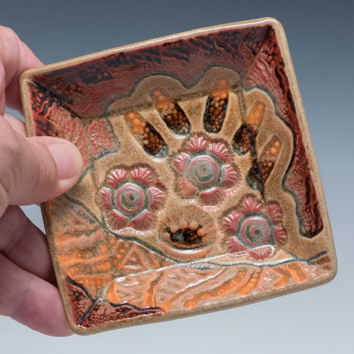 3.75" Square Beveled Dish by Sandy Miller, Image 3.