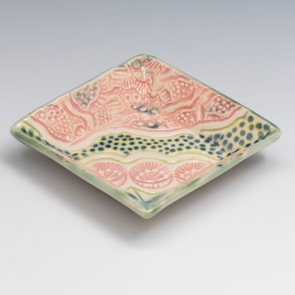 3.75" Square Beveled Dish by Sandy Miller, Image 3.