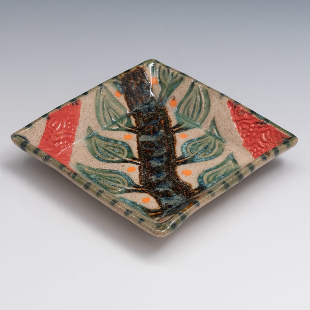 4.7" Square Beveled Dish by Sandy Miller, Image 3.