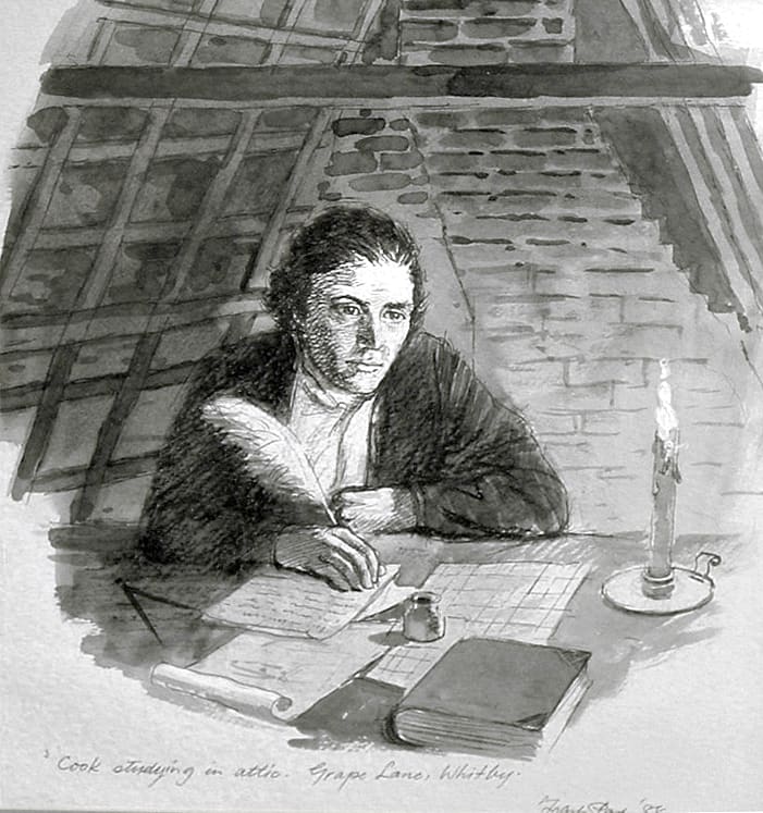 Cook Studying in AttiC Grape Lane, Whitby by Frank PASH 