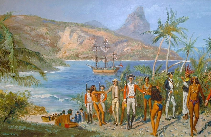 Matavia Bay: A Tahitian Welcome, April 13th 1769 by Frank PASH 