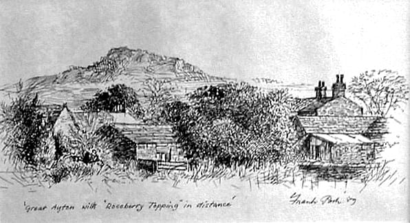 Great Ayton with "Roseberry Topping" in Distance by Frank PASH 