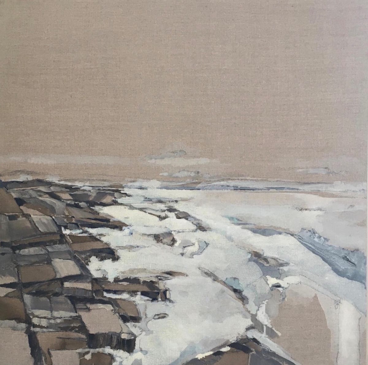 Water's Edge by BarbaraHouston ArtStudio  Image: Acrylic, sepia ink + Japanese graphite on Belgian linen