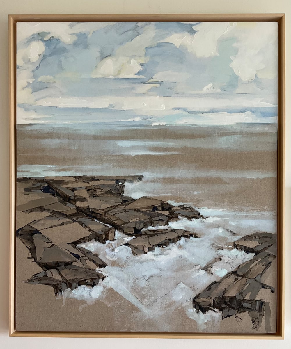 Water's Edge 43 by BarbaraHouston ArtStudio  Image: Framed, 39.5x33.5x2.0”, custom wood frame