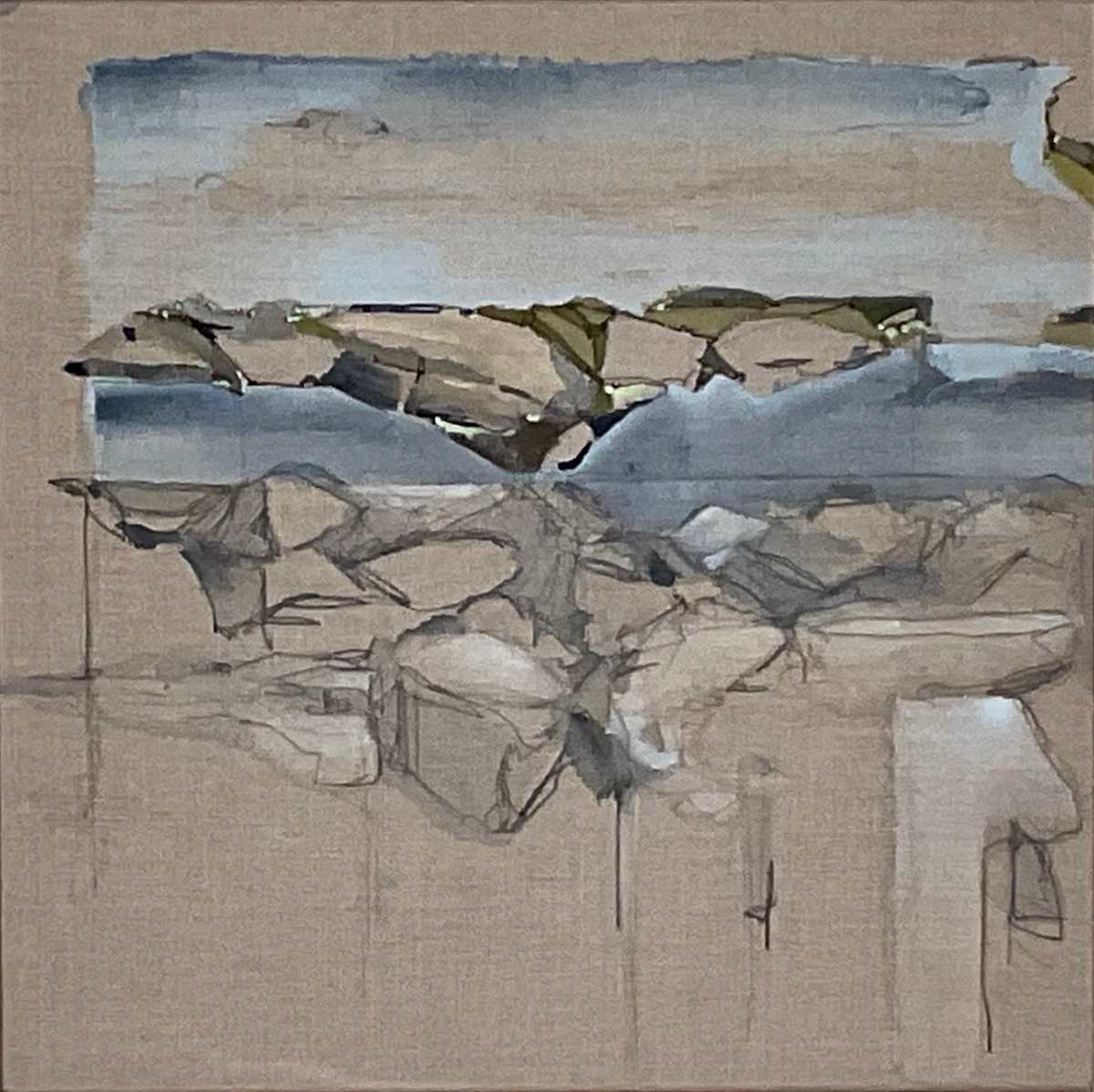 Pond Edge by BarbaraHouston ArtStudio  Image: 14” x 14” , Belgian linen wrapped over Pro stretcher bars, 