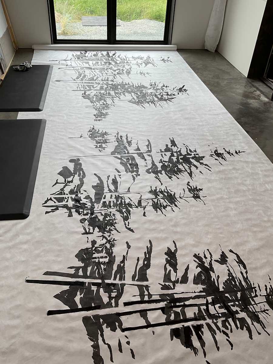BOREALIS:Arrhythmia by BarbaraHouston ArtStudio  Image: 8’ x 200’ continuous gestural painting on Tyvek 