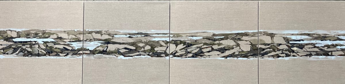 Ponds, Quadriptych (Four sequential paintings) by Barbara Houston  Image: Quadriptych (14"x 54") - four paintings completed in sequence, each painting 14" x 14"