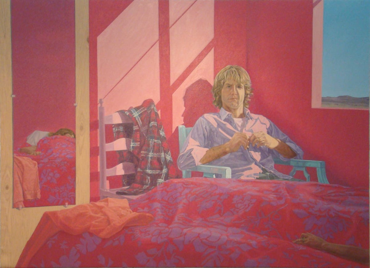 Red Interior With Figure Buttoning a Shirt by Diane Marsh (RAiR 1980-81), Image 1.