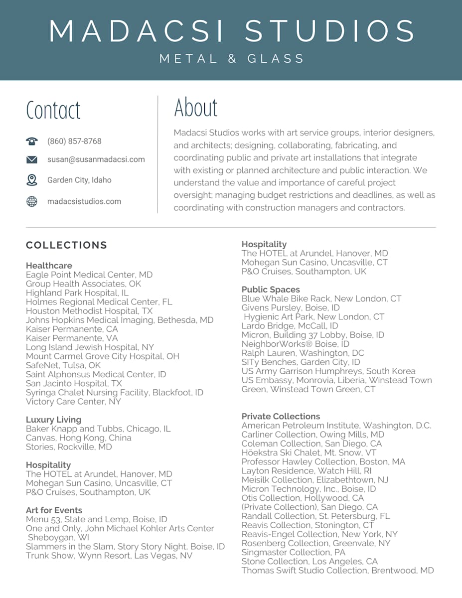 Madacsi Studios CV by Susan Madacsi 