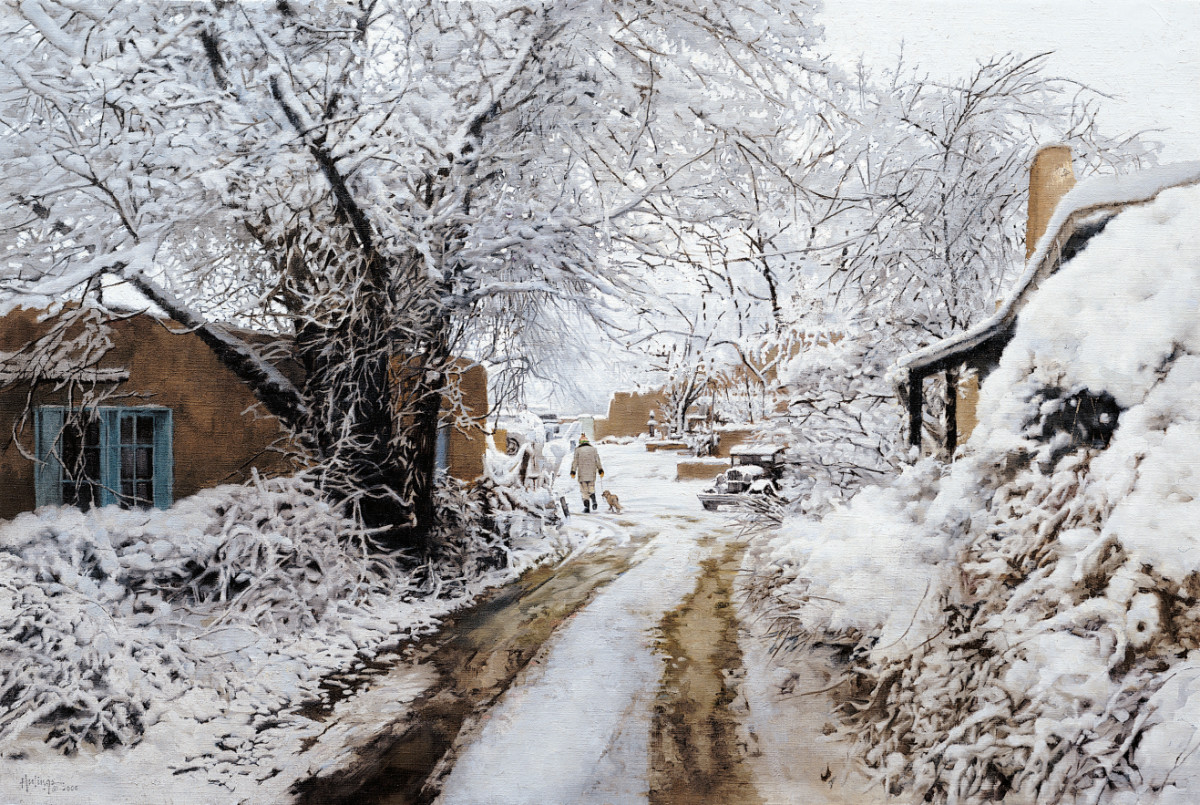Santa Fe Snow by Clark Hulings Estate 