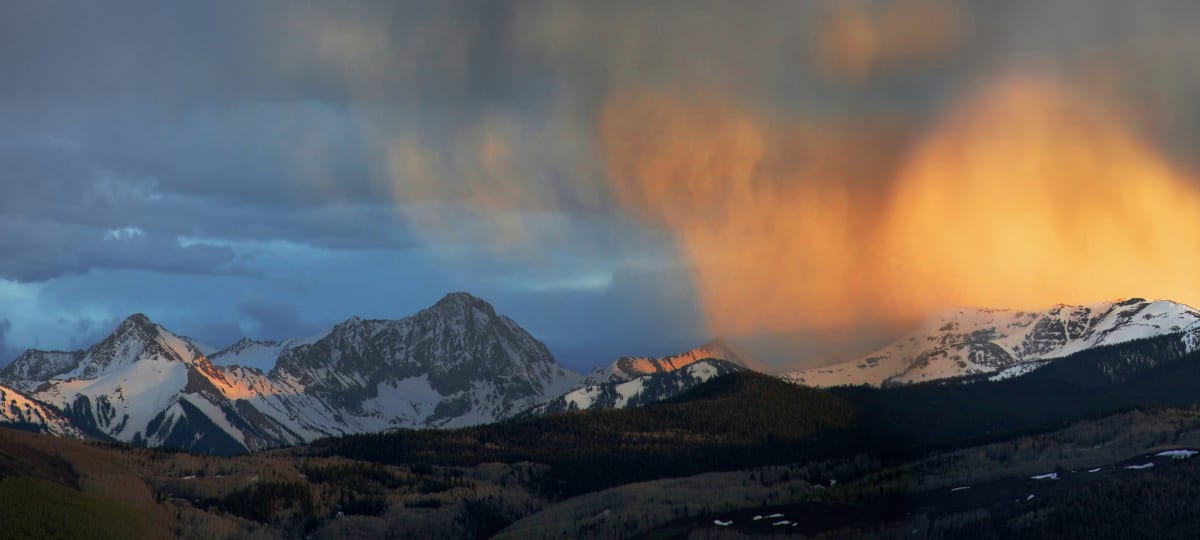 Evening tempest on Mount Sopris in the Elk Mountains by Art Burrows 