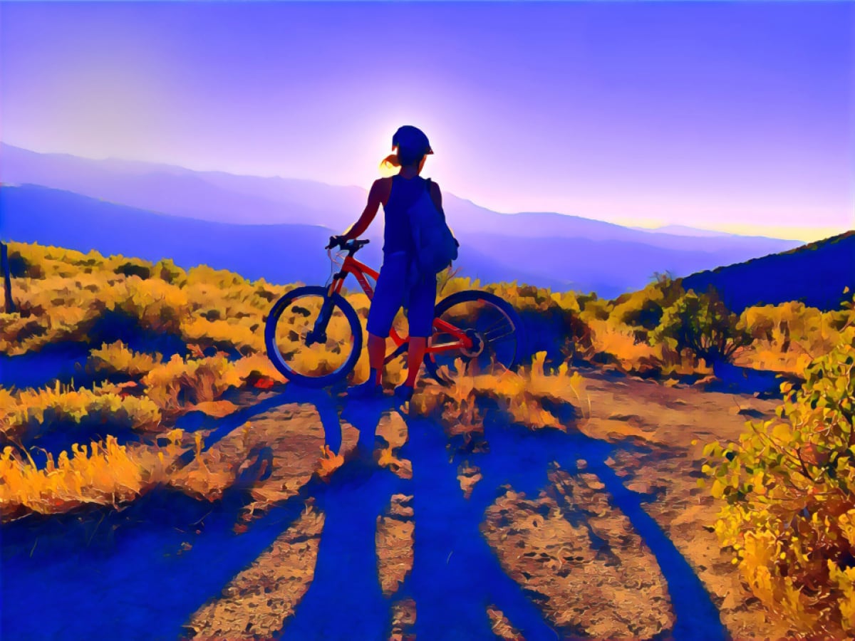 Evening Ride by Art Burrows  Image: Last light before the descent.