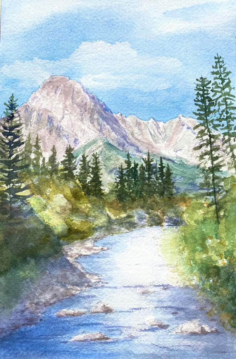 Mt Daly with Snowmass Creek by Amy Beidleman  Image: This piece was created as part of a class taught here at the Red Brick Center for the Arts
