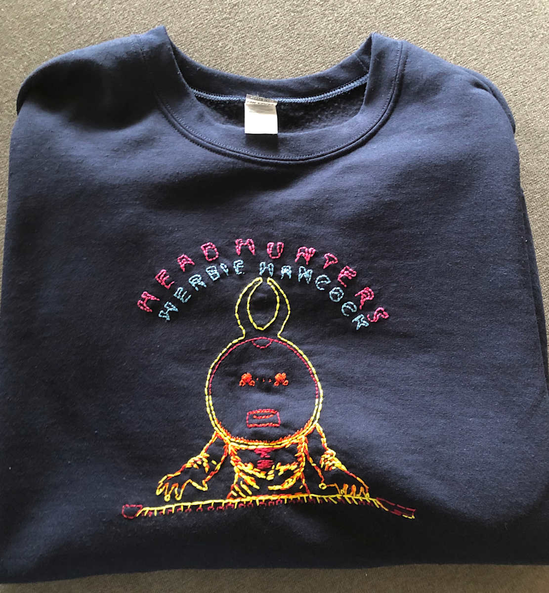 Headhunters by Ariel Kohn  Image: Herbie Hancock embroidery on crew neck 