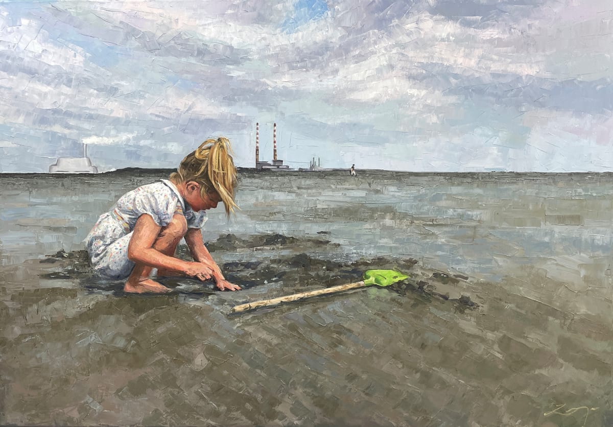 Girl and Spade, Sandymount Strand by Zanya Dahl 