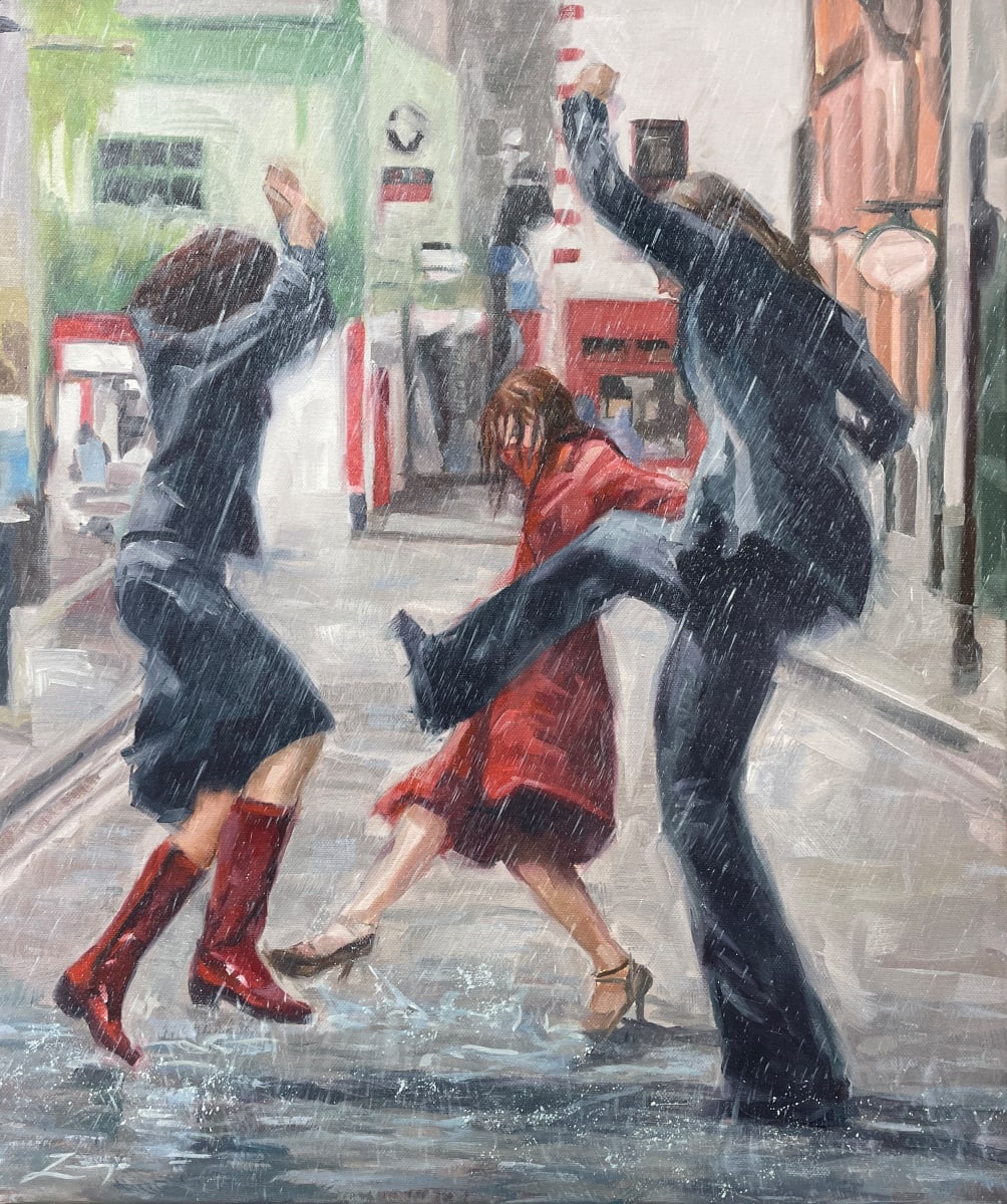 Rain Dance in Temple Bar, Dublin by Zanya Dahl 