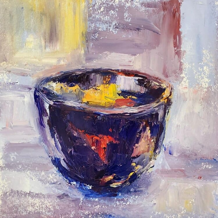 Small Bowl by Leisa Shannon Corbett  Image: simple blue bowl on kitchen counter