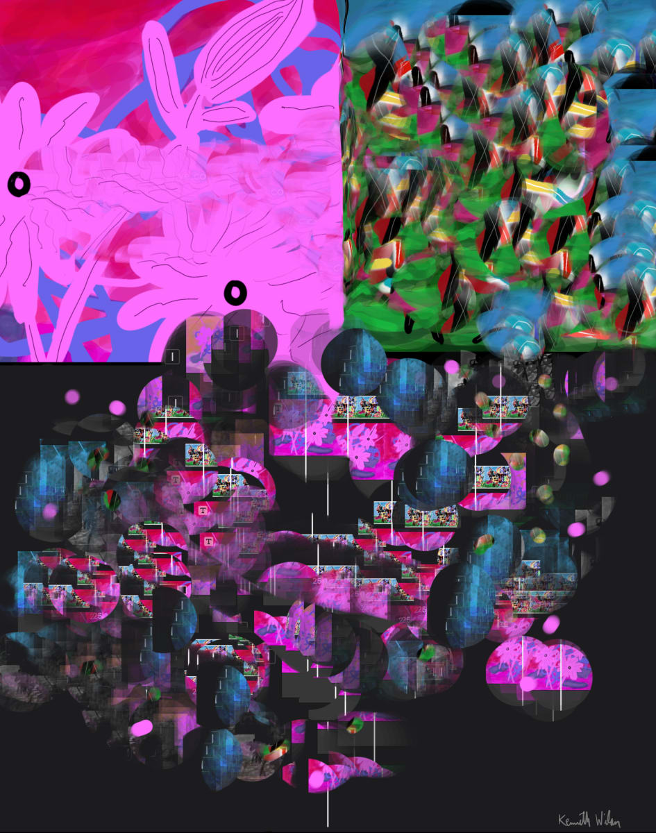 Floating Flowers Universe, Pink by Kenneth Wilan 