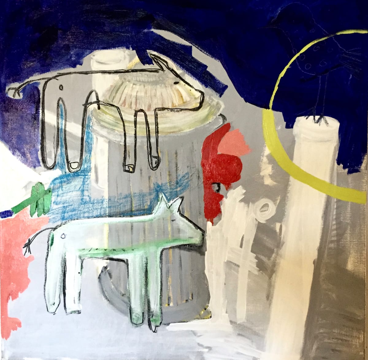 Study of Two Dogs & a Bird by Borg de Nobel 