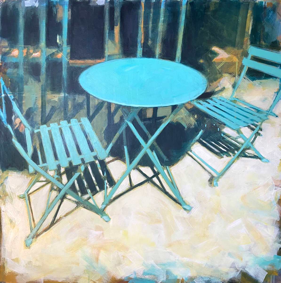 A table and two chairs by Camilla Dowse 