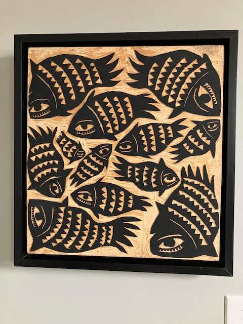 Goldfish by Ren Hui  Image: 17 x 18", framed