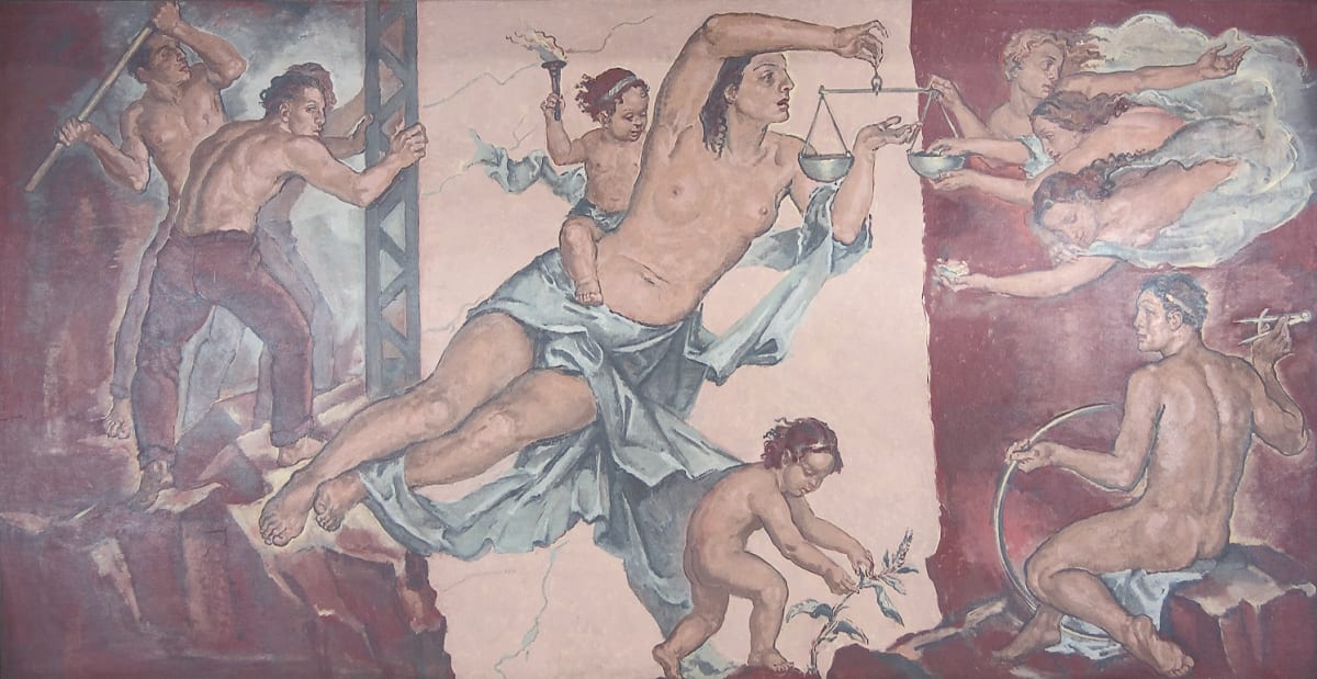 Courtroom Ceiling Mural by Rudolph Scheffler 