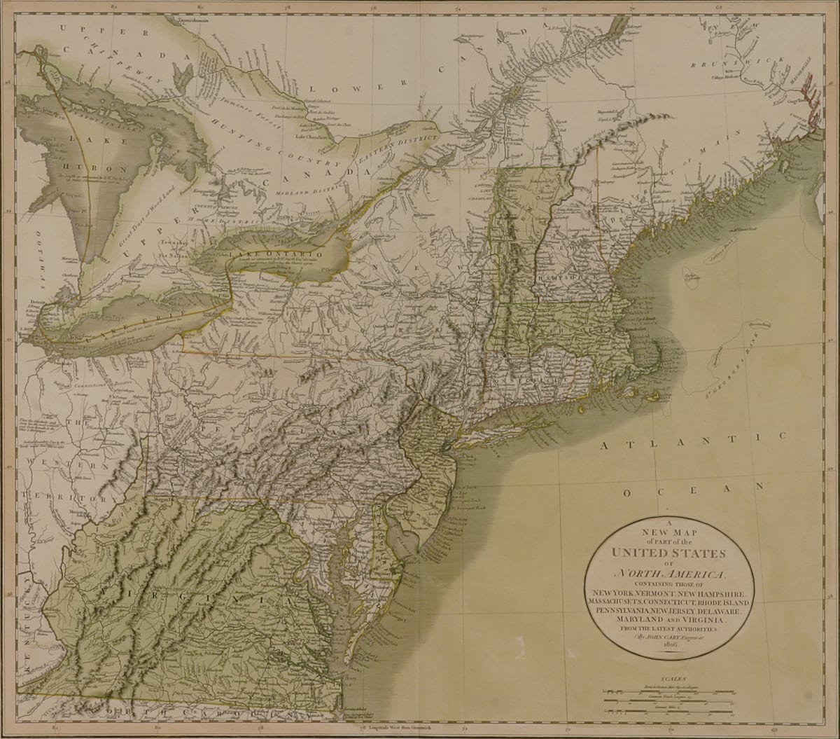 A New Map of Part of the United States of North America by John Cary 