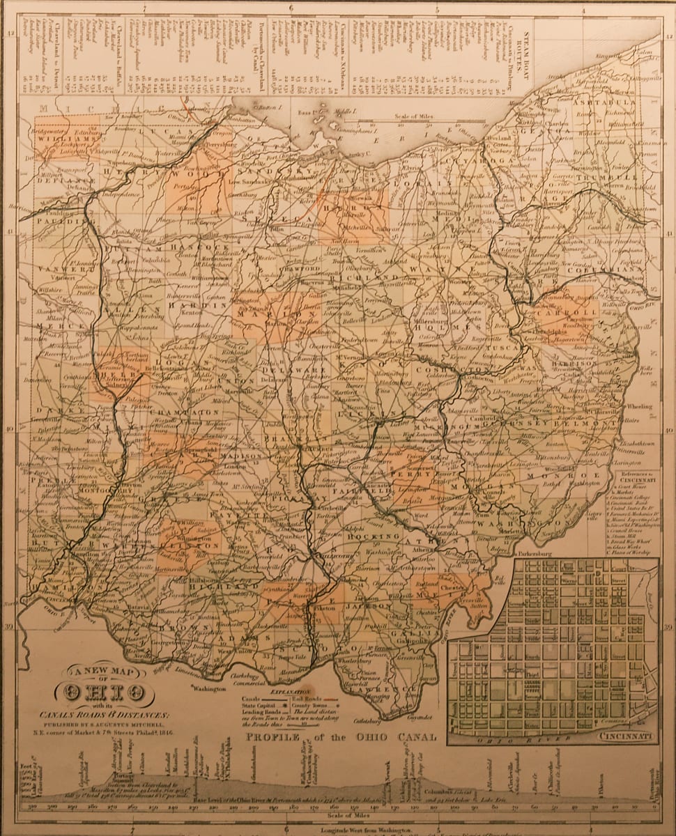 New Map of Ohio by Samuel Augustus Mitchell 