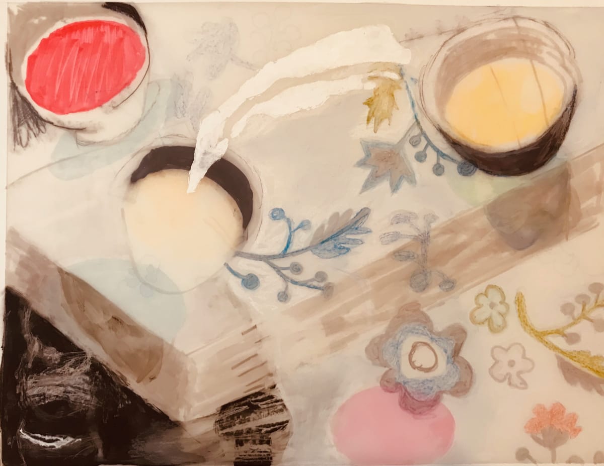 Coffee on Tablecloth, Image 1.