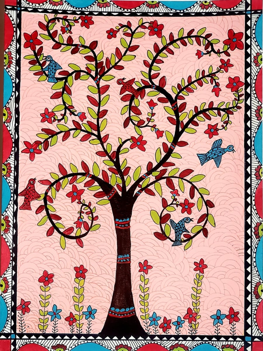 Madhubani tree by Savitri Grover 
