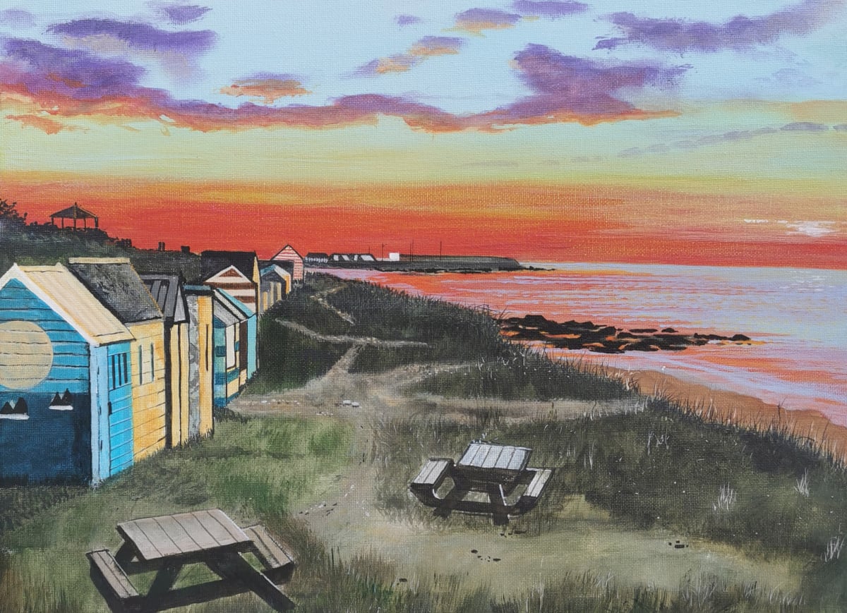 Sunset over the Hutties by Lois Dubber 