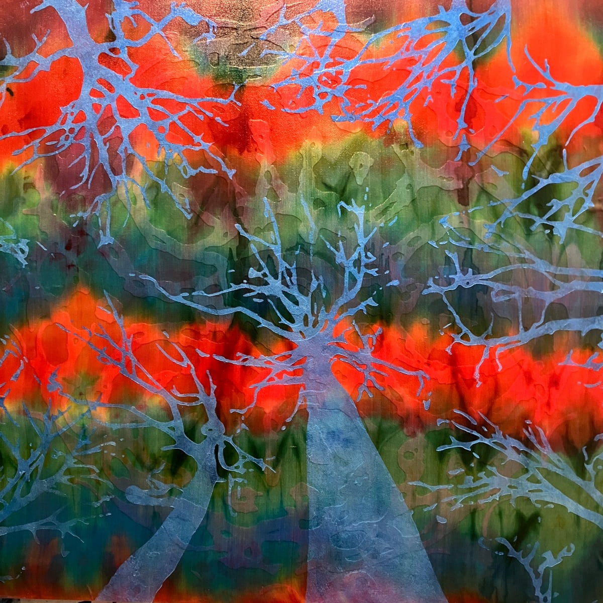 Water Ripples 7 by kirstin ilse  Image: Cymatic wave in water reflecting trees
