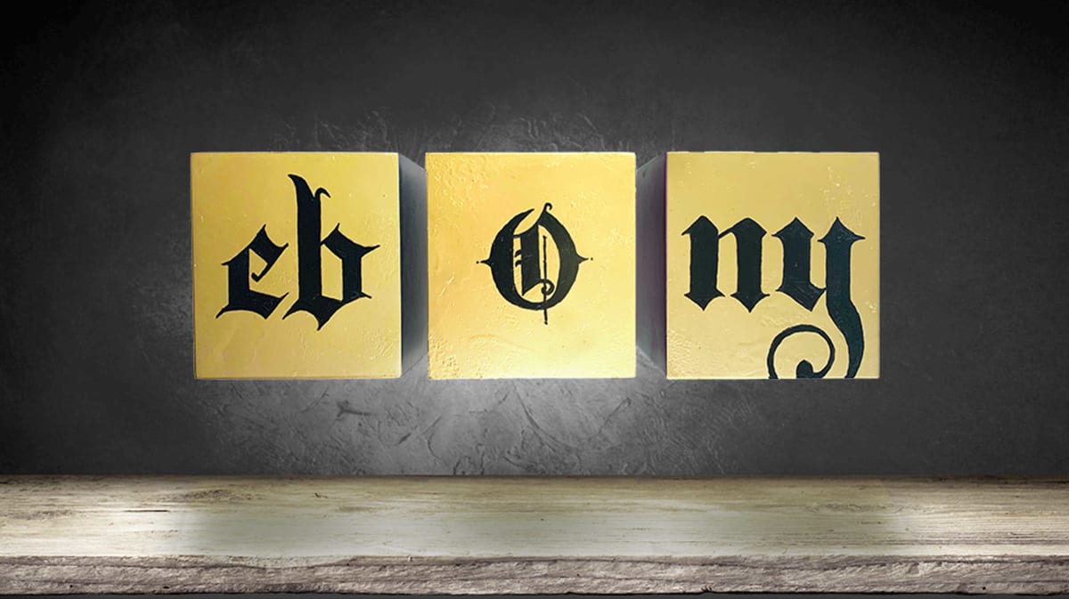 EBONY TRIPTYCH by judith angerman  Image:  EBONY triptych: Jet black oil paint on gold hand-painted boxes