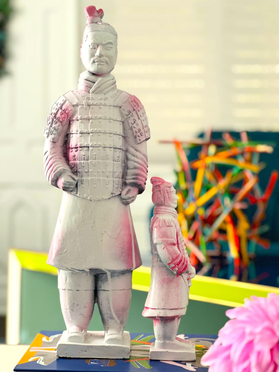 THE PINK WARRIOR: 20" by judith angerman  Image: Two Pink Warriors seen in a room setting.