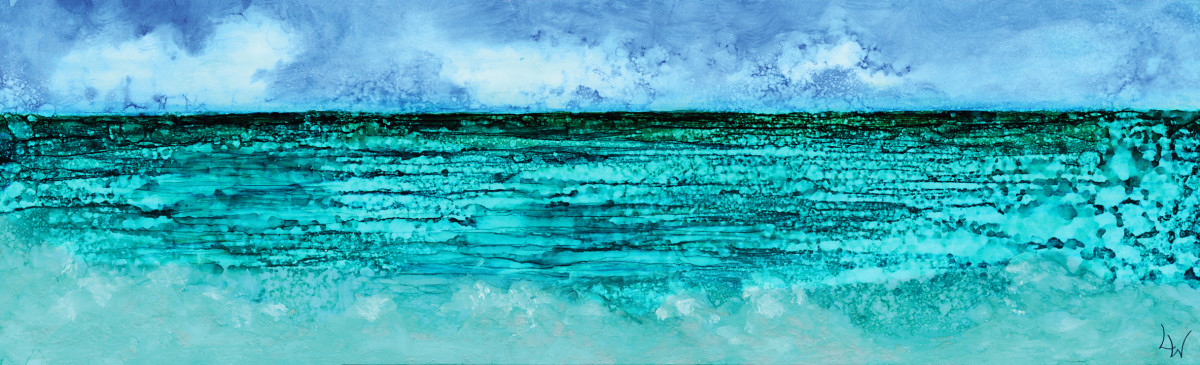 Endless Horizon by Leigh B Williams  Image: The sea has always intrigued me.  I enjoy sitting on its edge on a warm sunny day with the waves kissing my feet.  But as I pull back and see it in its entirety, the vastness can sometimes overwhelm me.  I realize somewhere out there are distant shores, but they are beyond my reach.  It reminded me that the things we engage with on a personal level can also seem so vast that we may not be able to see the distant shore.  Maybe I was made to just enjoy the shore I’m on.