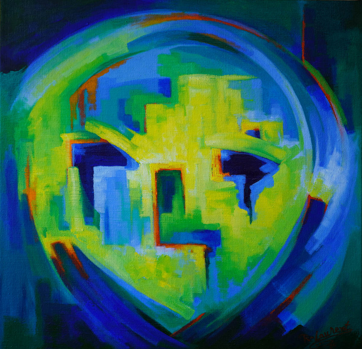 Metamorphosis 9 by Renold Laurent  Image: Metamorphosis 9; 2025, Acrylic on Canvas, 16’’x 16” (inches)