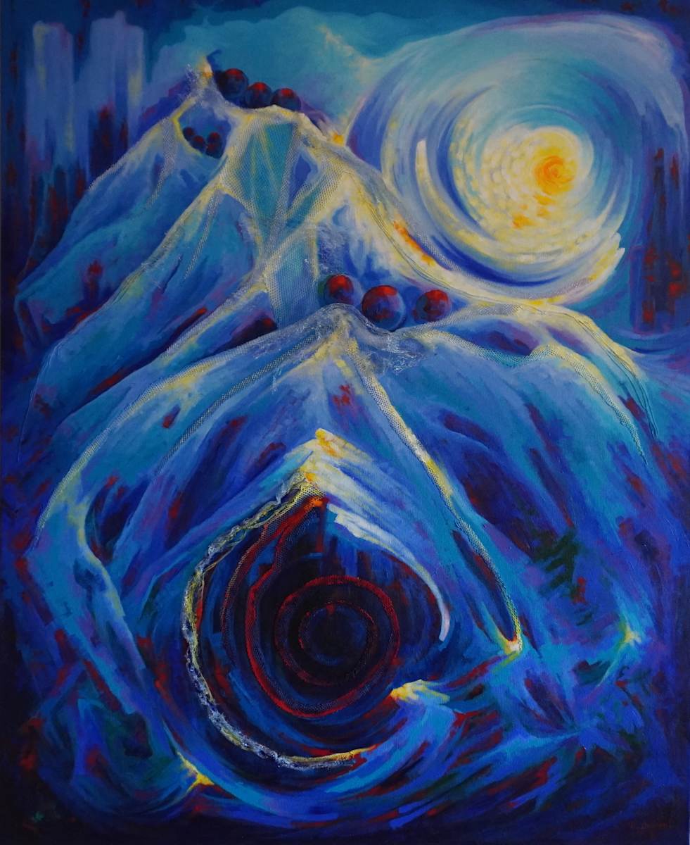 The Blue Mountain by Renold Laurent  Image: The Blue Mountain,   2023, Acrylic on canvas, 44"x54" (inches) 
