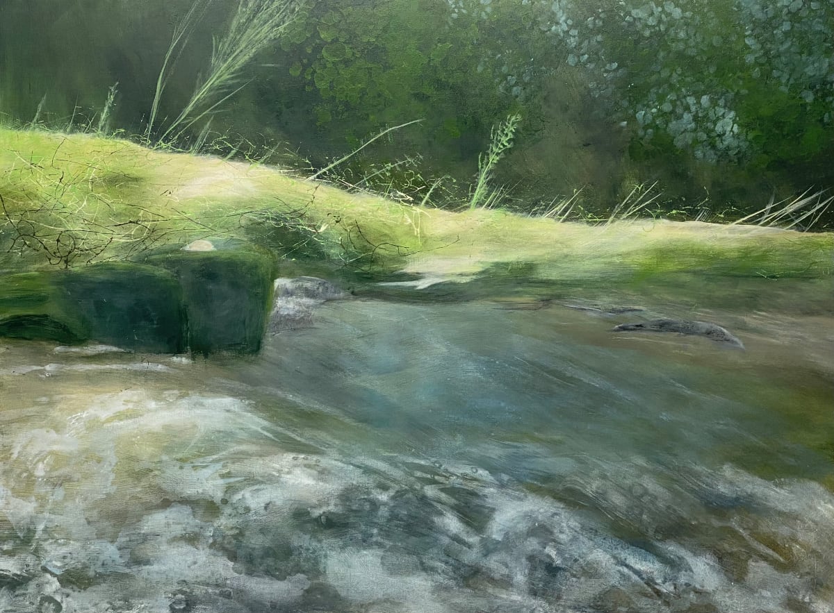Juanita Bellavance, Gliding by on the Chestatee, From Dissecting the Chestatee portfolio, 2022, Acrylic on canvas, 36 x 48 inches by Juanita 