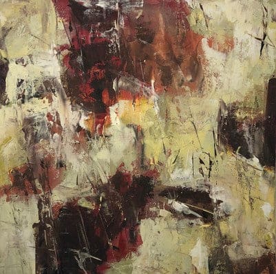 Limitations 1, red and neutral abstract expressionism by Juanita 