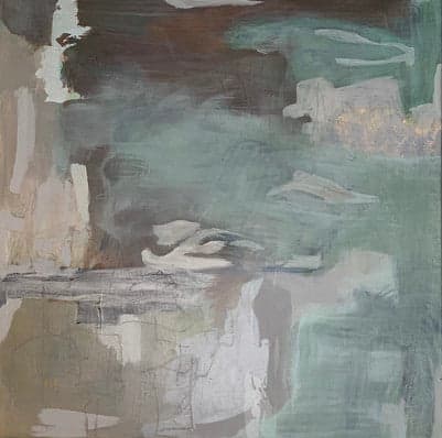 Bay Area 6, neutral green, abstract, water abstract by Juanita 