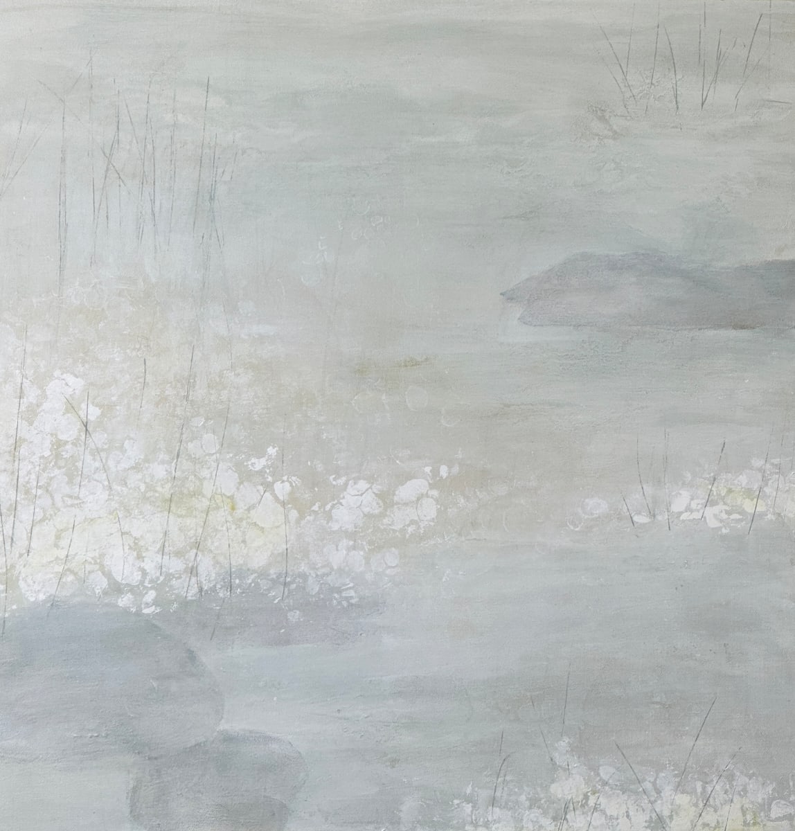 The Pond in February 4, From the Nature’s Botanics Portfolio, 2023, Acrylic on canvas, 24 x 24 inches. by Juanita 