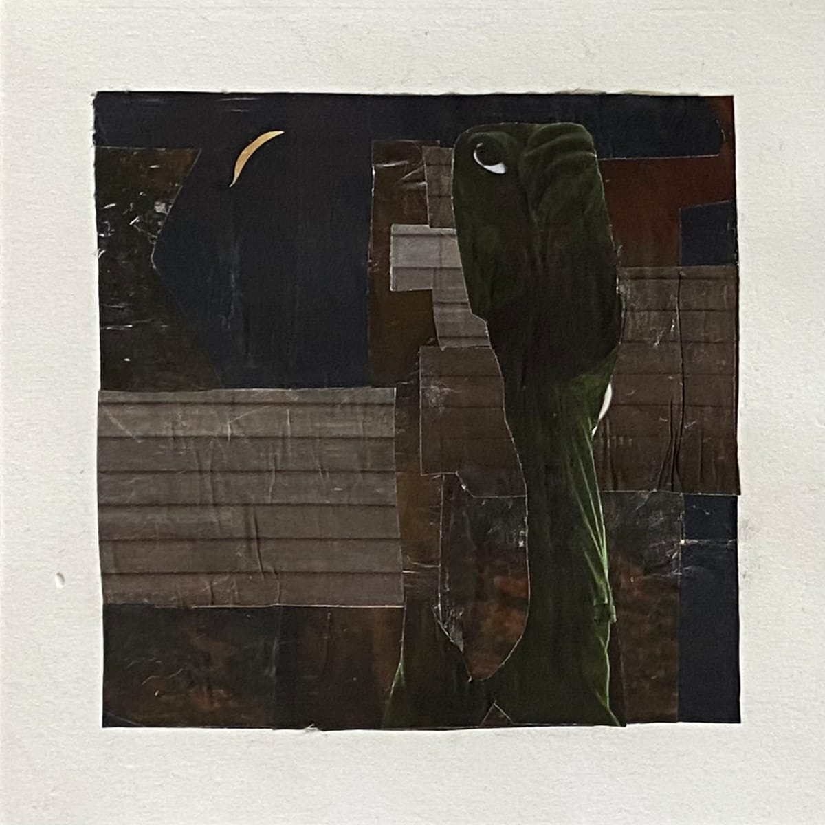 6b-In the dark of the night, 2020, Collage on paper, 6 x 6 inches. Unframed by Juanita 