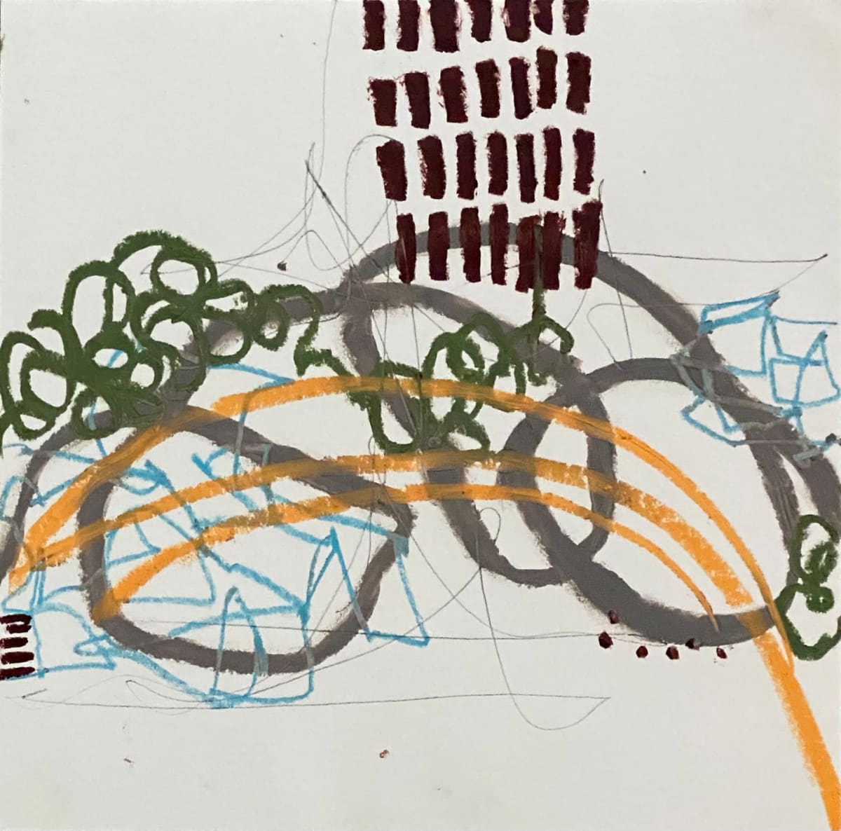 5-Tour de force 6, 2019, Drawing media on paper, 8 x 8 inches. Unframed by Juanita 