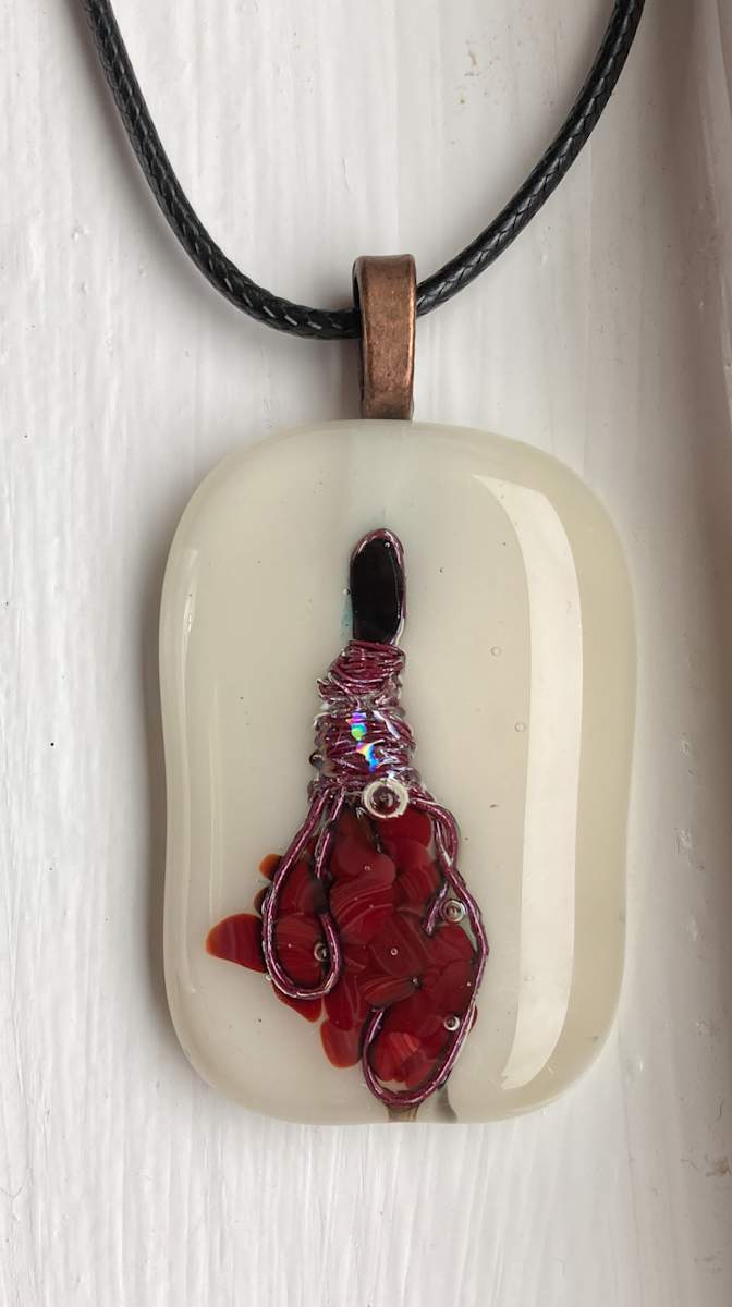 Fused glass pendant #43 by Shayna Heller, Image 5.