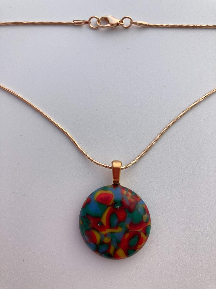 Fused glass pendant #124 by Shayna Heller, Image 4.