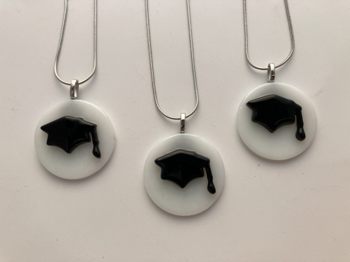 Fused glass pendant - Graduation Cap #266 by Shayna Heller 
