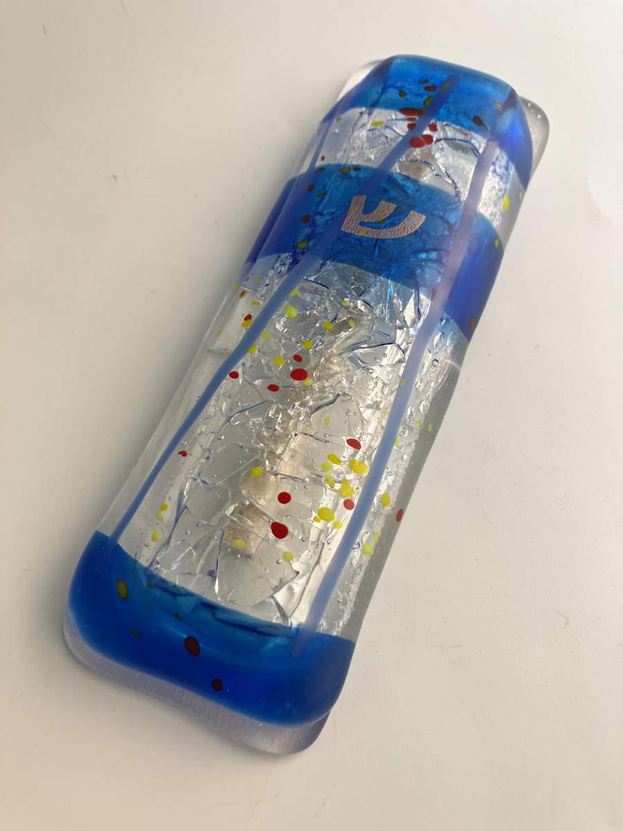 Custom - Wedding Glass Mezuzah by Shayna Heller, Image 8.