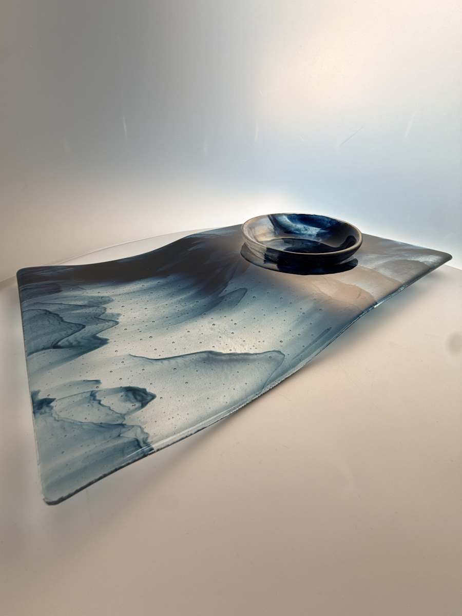 Sloped Serving Tray with 6" Dipping Bowl by Shayna Heller, Image 3.