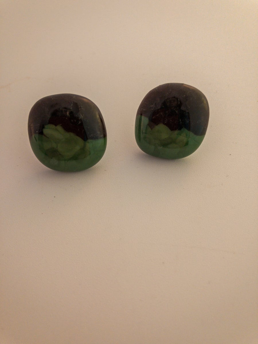 Fused Glass Earrings #79 by Shayna Heller 